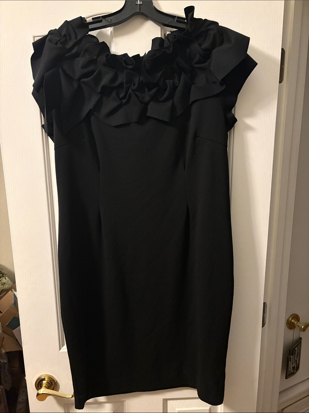 Pamela Dennis Private Client Group Little Black Ruffled Collar Dress size L